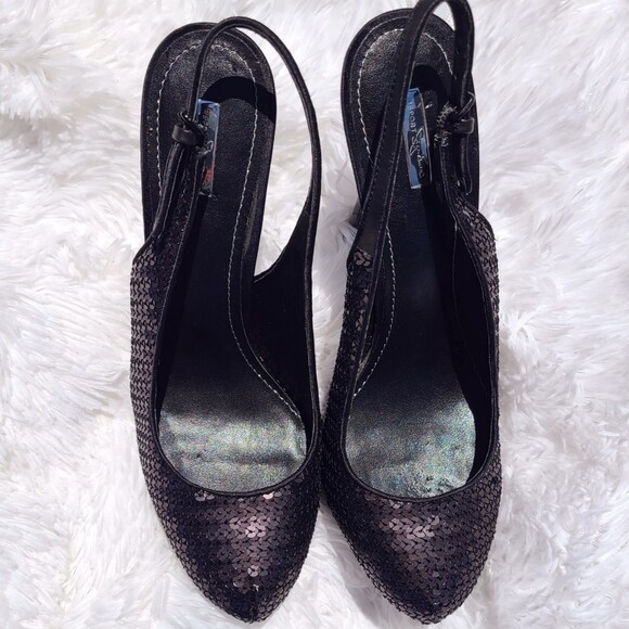 Report Signature Black Sequin Platform 5.5" Stiletto Heels with Box, Size 9.5 - Picture 8 of 10